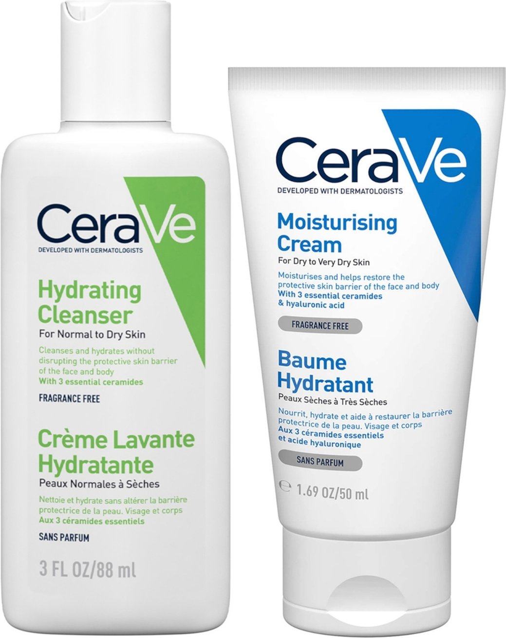 CeraVe Travel Size Hydrating Cleanser & Moisturising Cream for Normal to Dry Skin