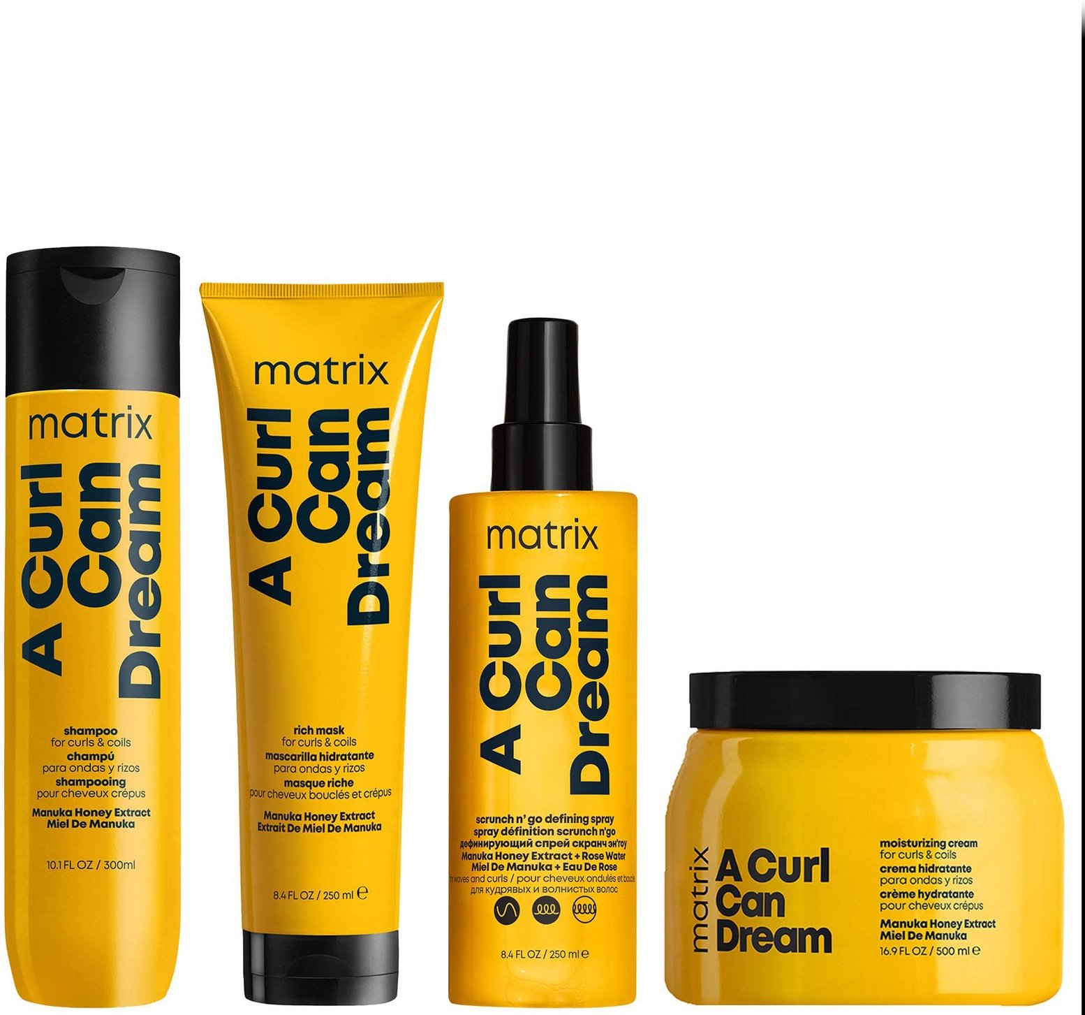 Matrix A Curl Can Dream Shampoo Hair Mask Moisturising Cream and Scrunch 'N' Go Defining Spray for Wavy and Curly Hair
