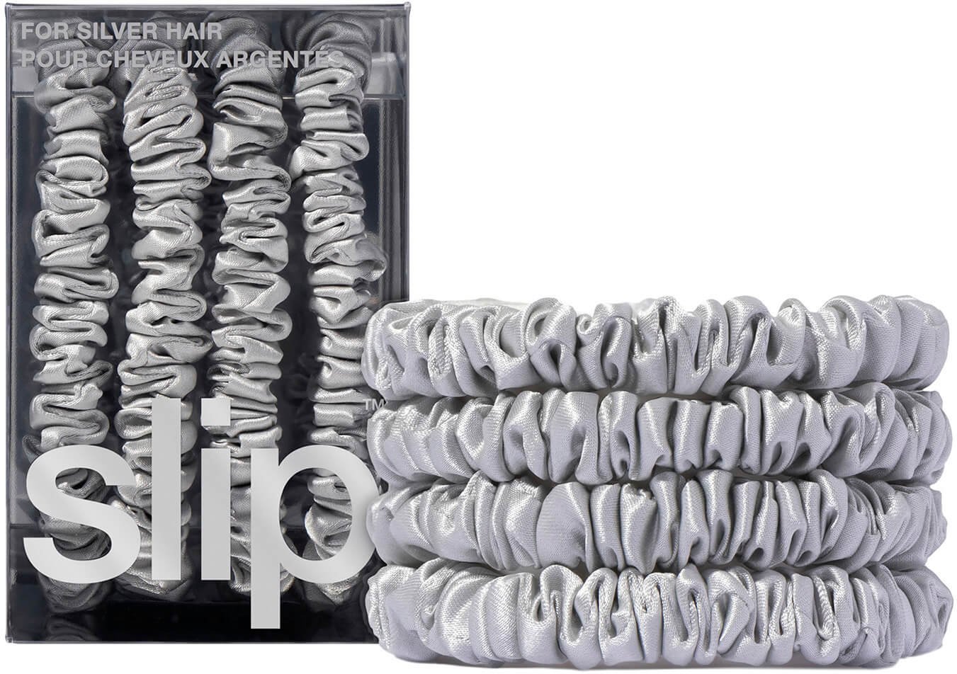 Slip Pure Silk Skinny Scrunchies - Silver