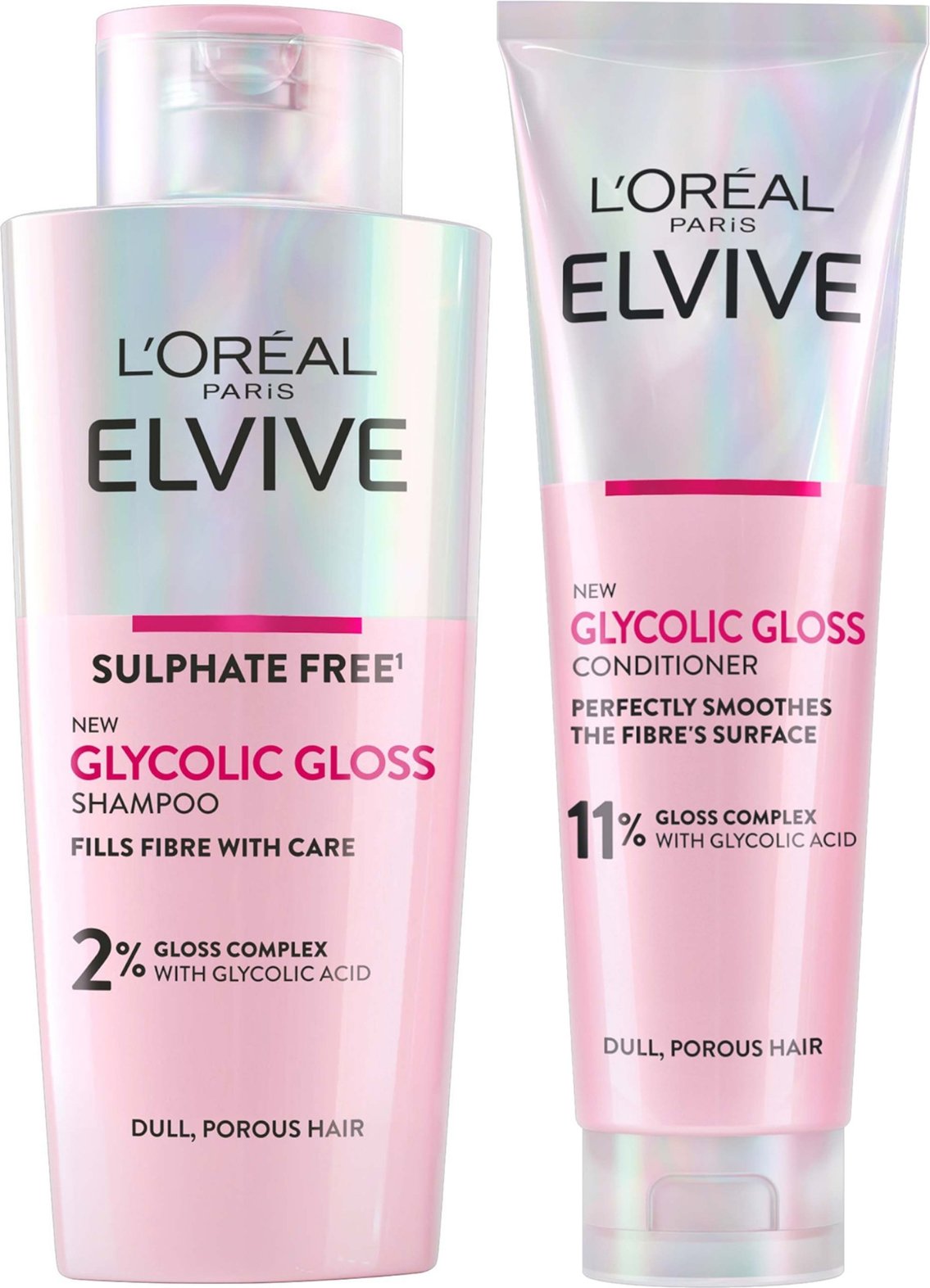 L'Oréal Paris Elvive Glycolic Gloss Shampoo and Conditioner Set for Dull Hair