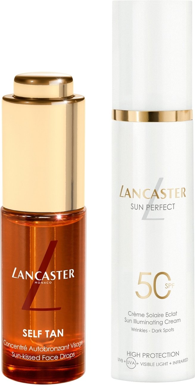 Lancaster Self Tan Sun-Kissed Face Drops 15Ml + Sun Perfect Illuminating Cream Spf50 Bundle