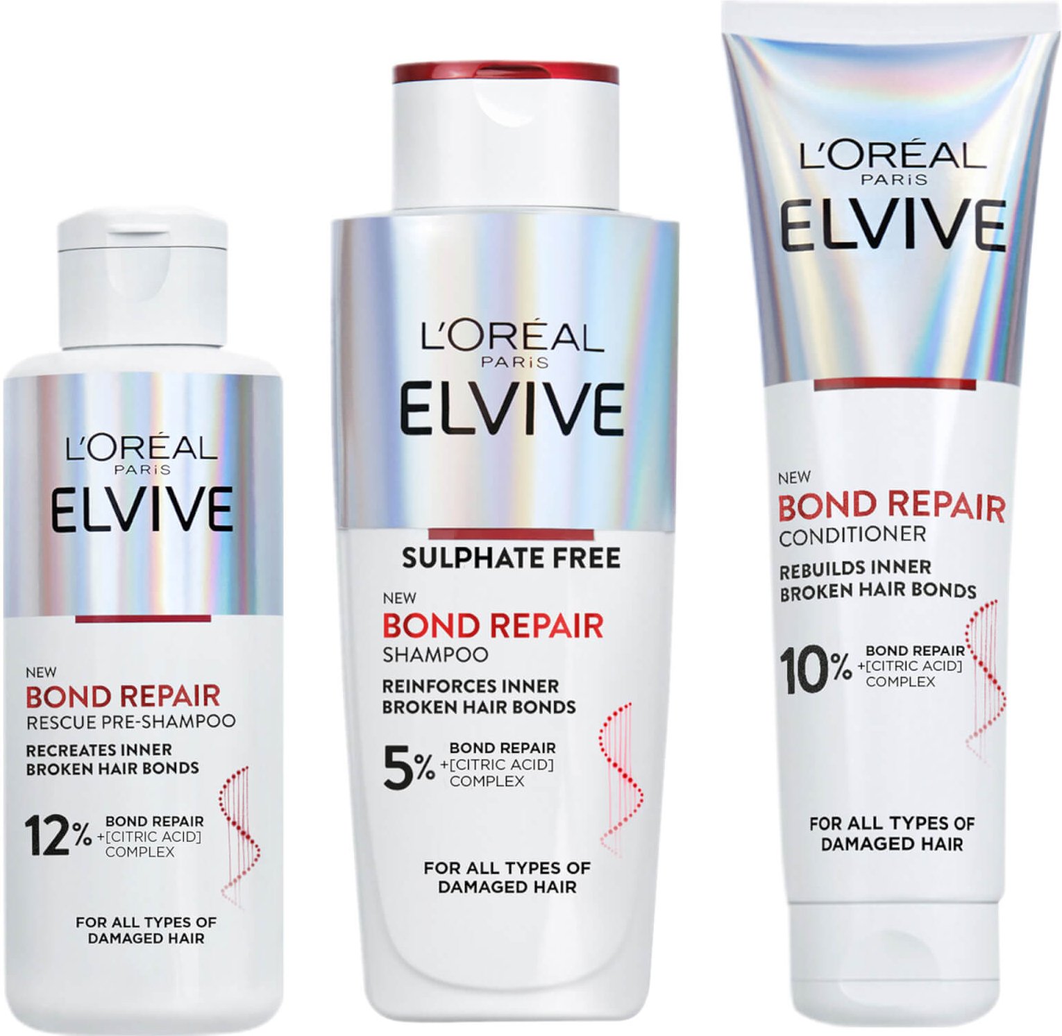 L’Oréal Paris Elvive Bond Repair 3 Step Routine Bundle For Damaged Hair
