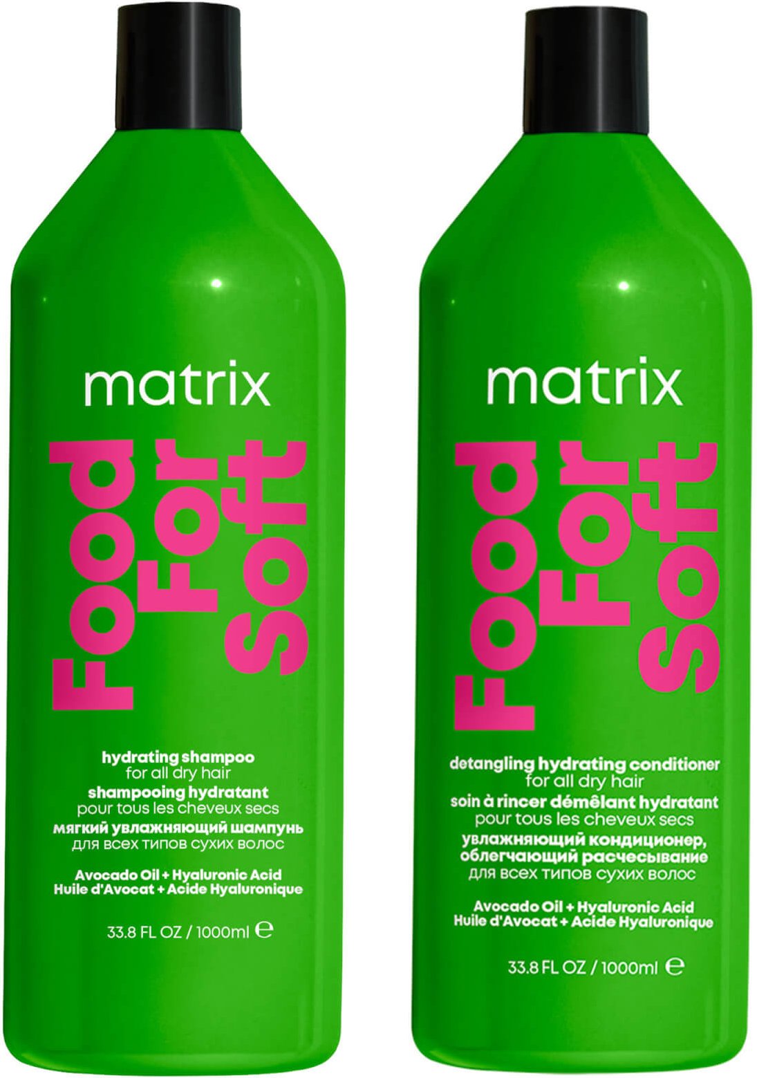 Matrix Food for Soft Hydrating 1000ml Shampoo and Conditioner with Avocado Oil and Hyaluronic Acid for Dry Hair Duo