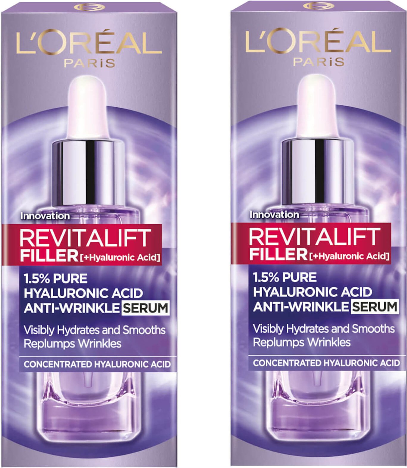 L'Oréal Paris Exclusive Revitalift Filler with 1.5% Hyaluronic Acid Anti-Wrinkle Dropper Serum Duo 2 x 30ml