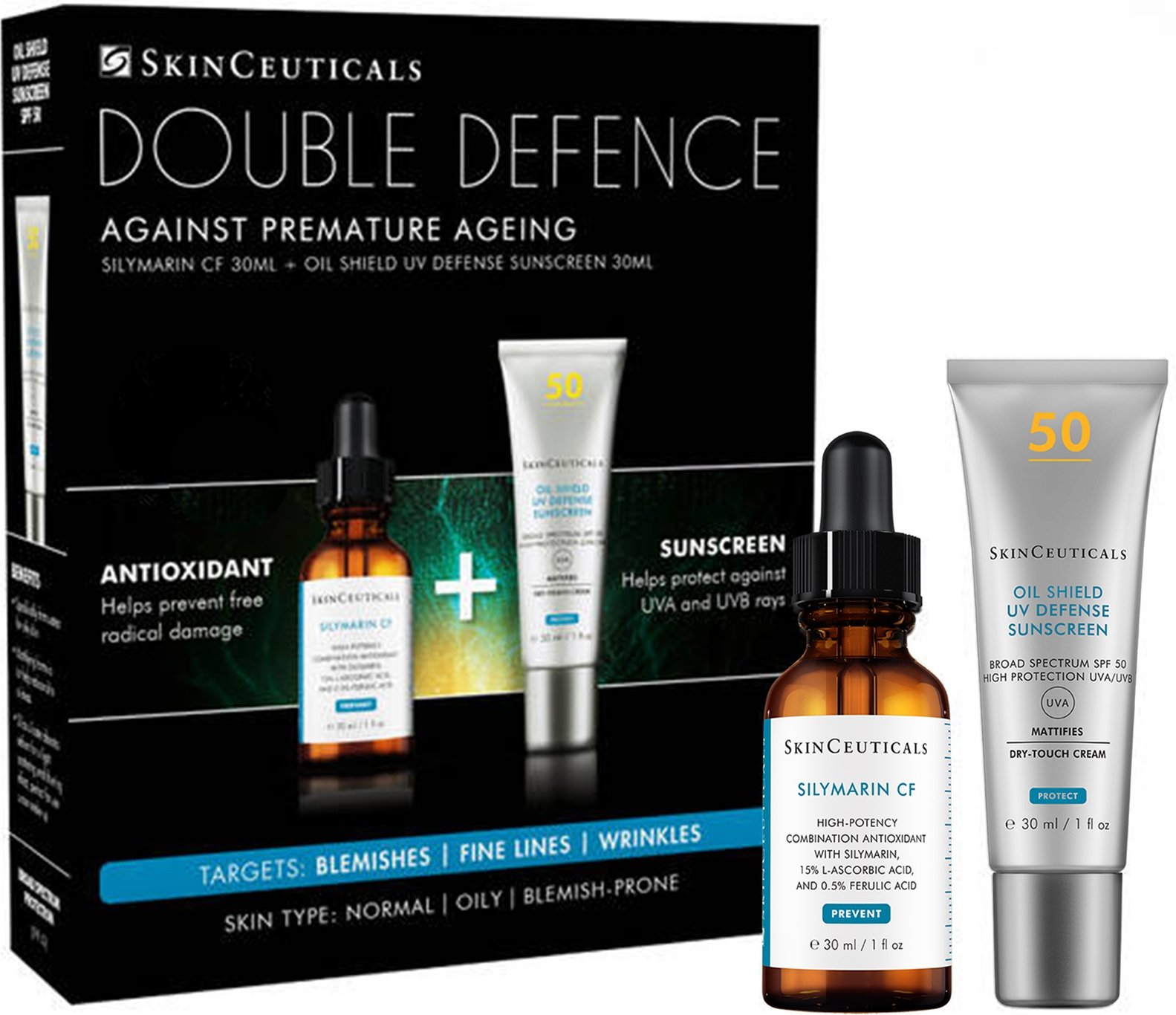 SkinCeuticals Double Defence 2026 Silymarin and Oil Shield UV Kit