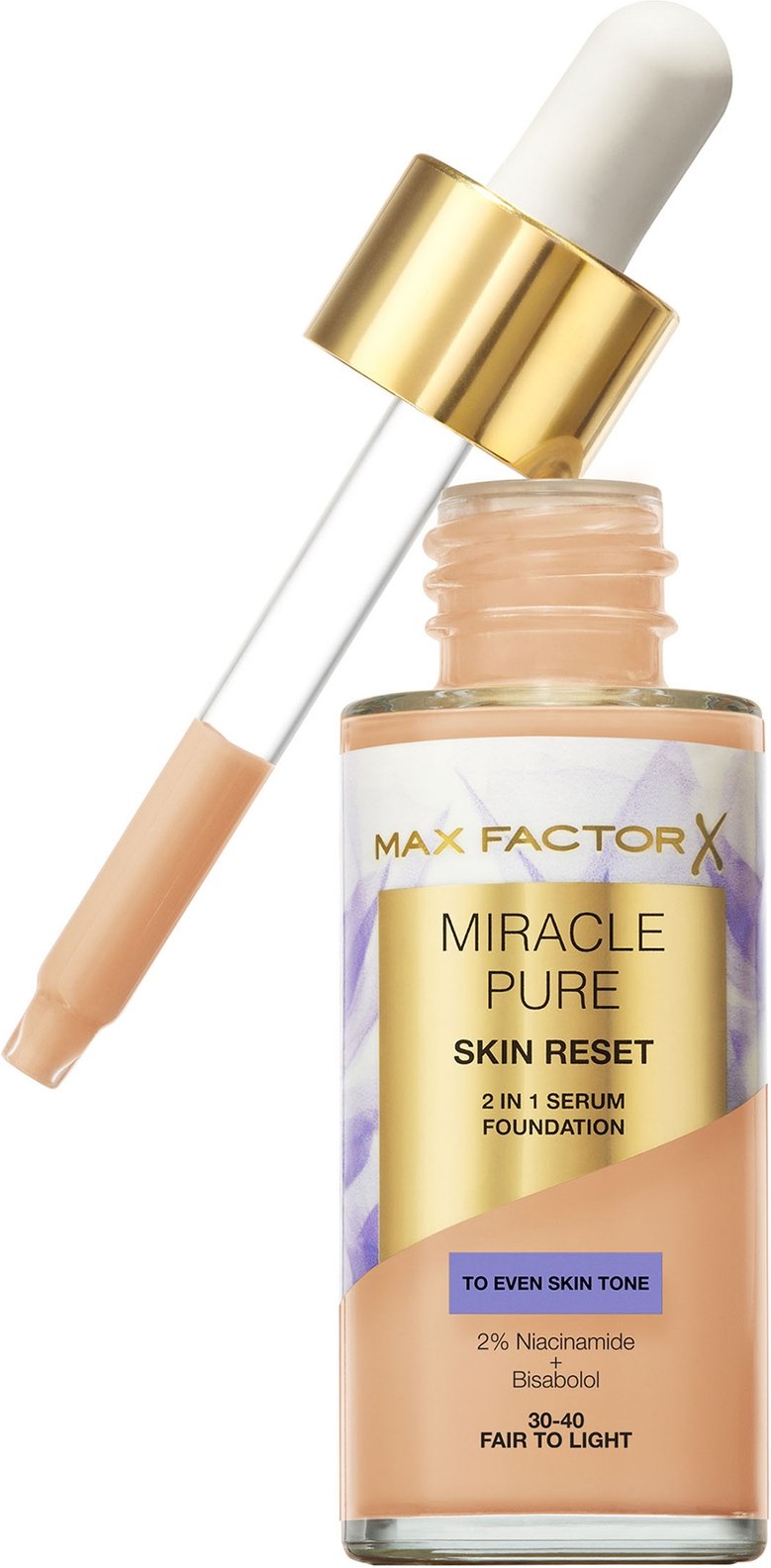 Max Factor Miracle Pure Skin Revival Serum-Foundation 30 ml (Verschiedene Farbtöne) - 30-40 Fair to Light