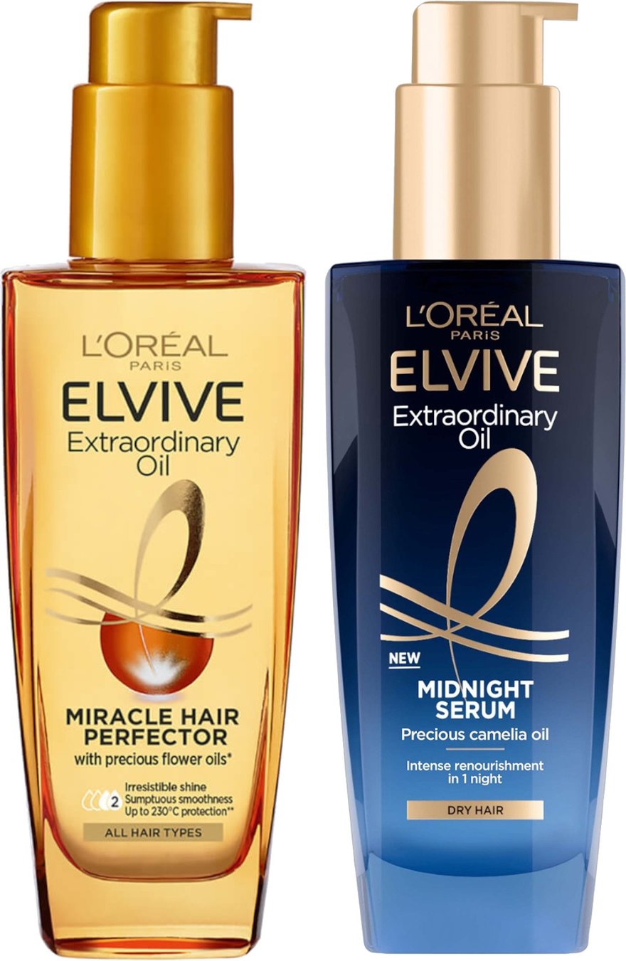 L'Oréal Paris Elvive Extraordinary Oil Nourished Hair Treatment Day and Night Routine Set for Dry Hair
