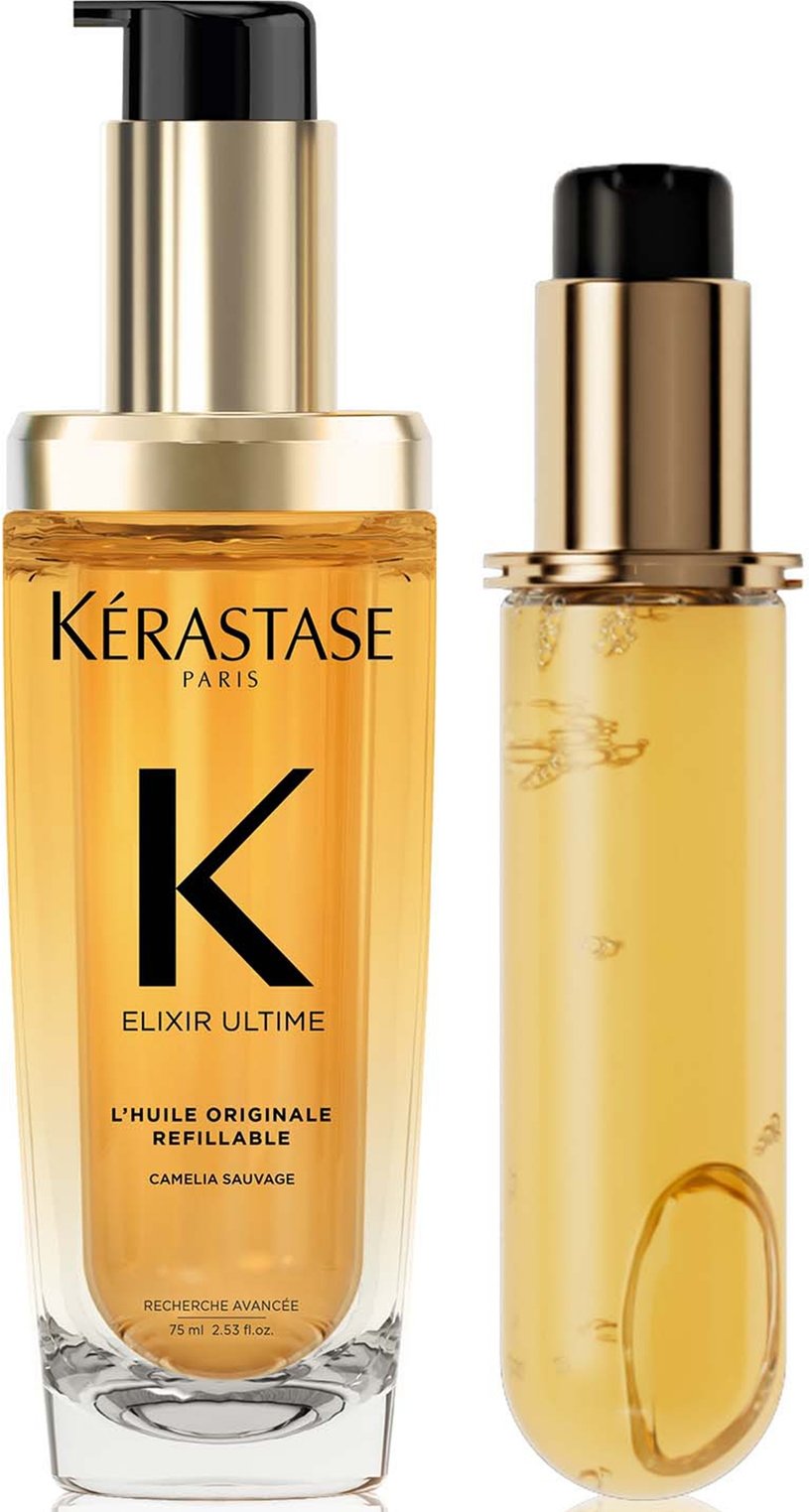Kérastase Elixir Ultime L'Huile Originale Hair Oil 75ml for All Hair Types with 75ml Refill Bundle