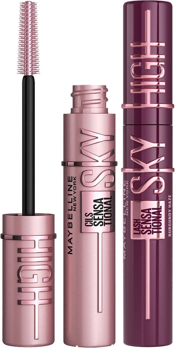Maybelline Lash Sensational Sky High Mascara Bundle (Various Shades) - Black and Burgandy Haze