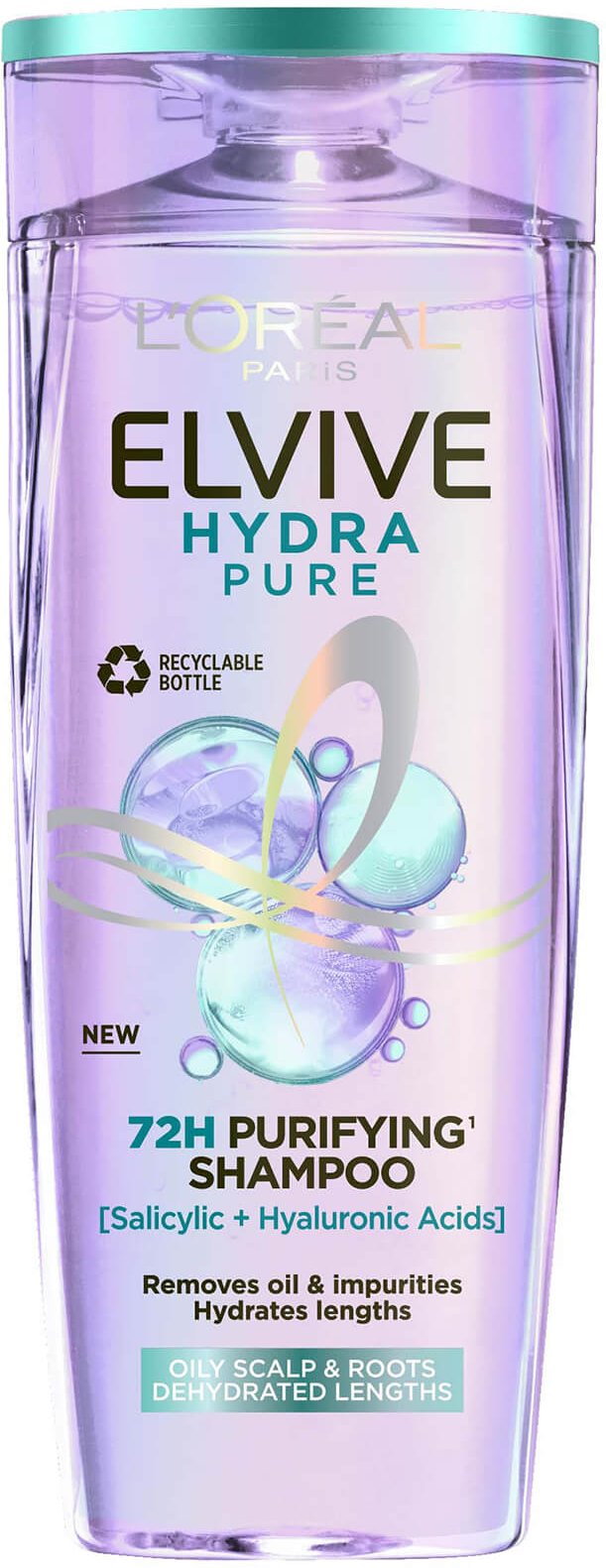 L'Oréal Paris Elvive Hydra Pure 72-Stunden Klärendes Shampoo mit Hyaluron- und Salicylsäuren 500 ml