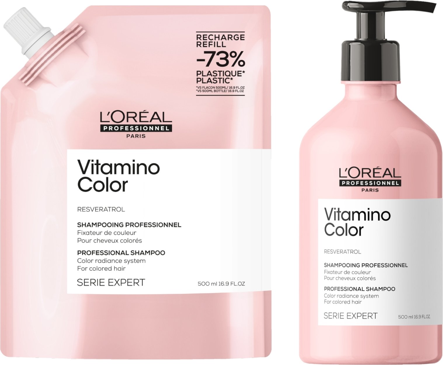 L’Oréal Professionnel Vitamino Color Shampoo 500ml and Refill Pack 500ml for coloured hair