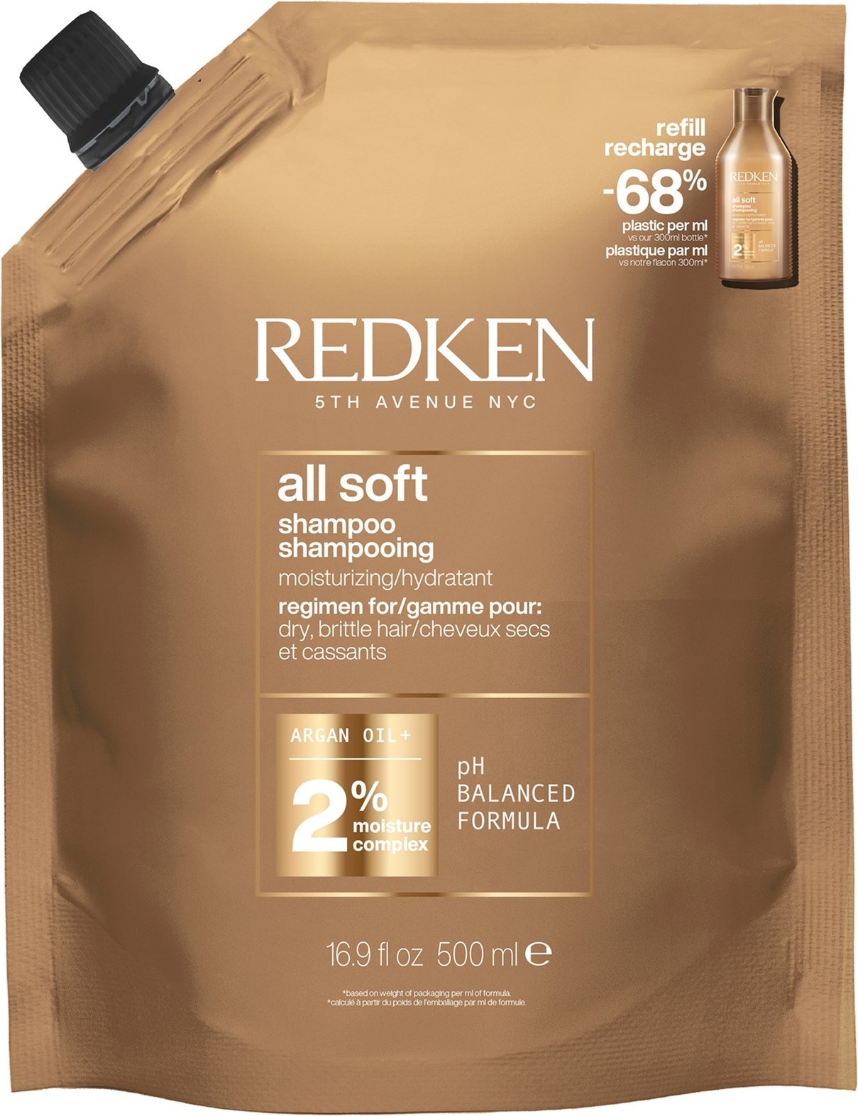 Redken All Soft Shampoo Refill Pouch 500ml