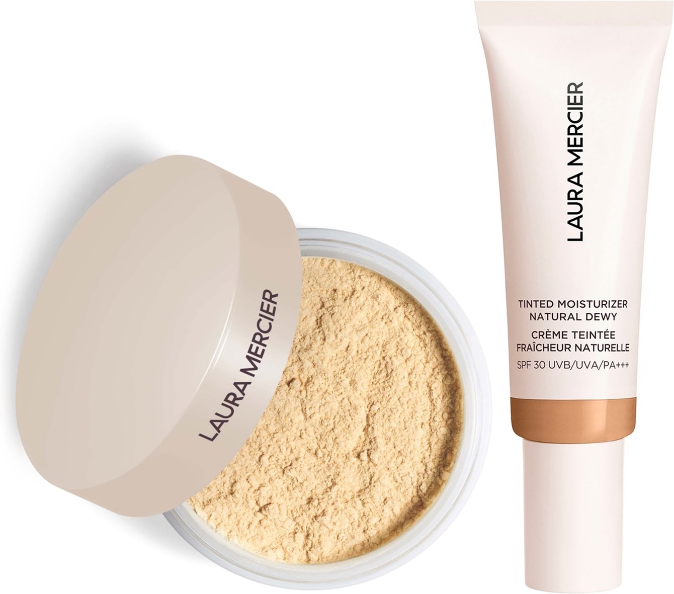 Laura Mercier Mini Translucent Loose Setting Powder Ultra Blur and Tinted Moisturiser Natural Dewy SPF 30 Duo (Various S...