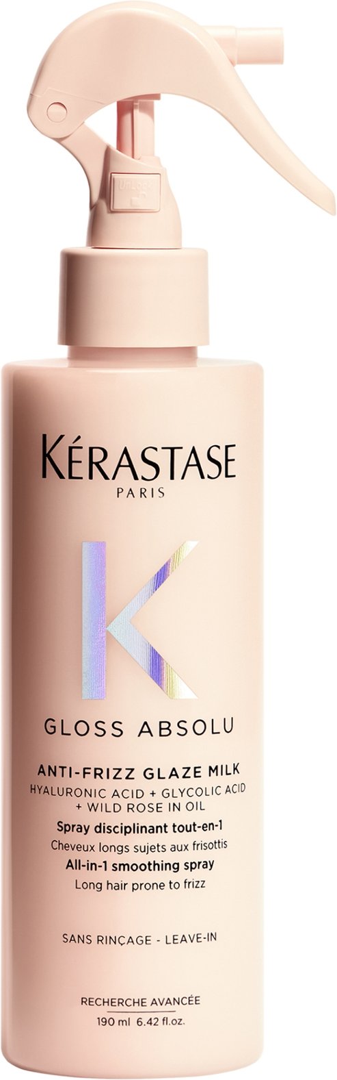 Kérastase Gloss Absolu Anti-Frizz Glaze Milk Spray with Glycolic Acid, Hyaluronic Acid and Wild Rose in Oil 190ml