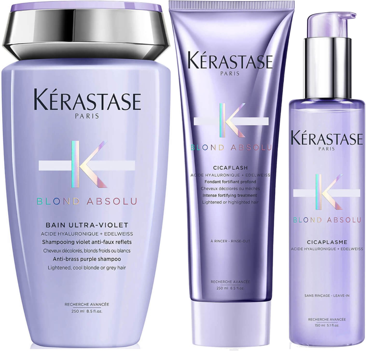 Kérastase Blond Absolu Ultraviolet Shampoo, Conditioner and Treatment Routine for Brightening Blonde Hair