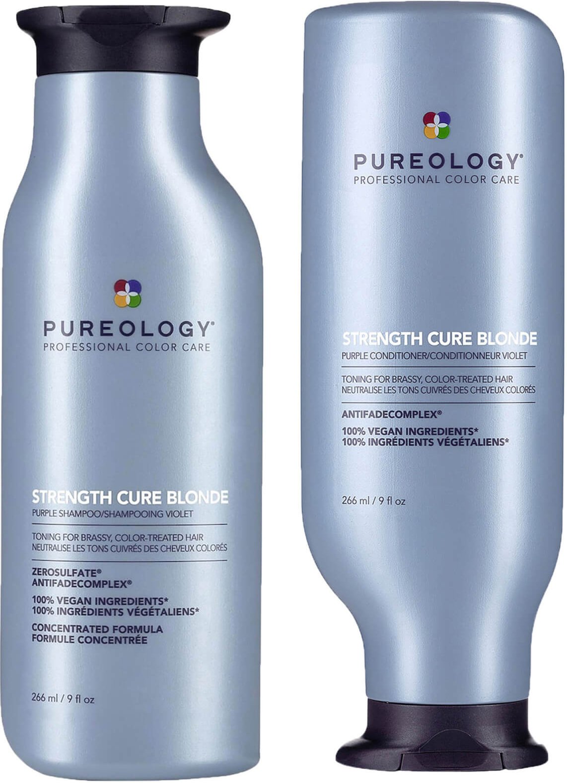 Pureology Strength Cure Blonde Shampoo and Conditioner Strengthening Bundle for Damaged, Blonde Hair with Vegan Formulas