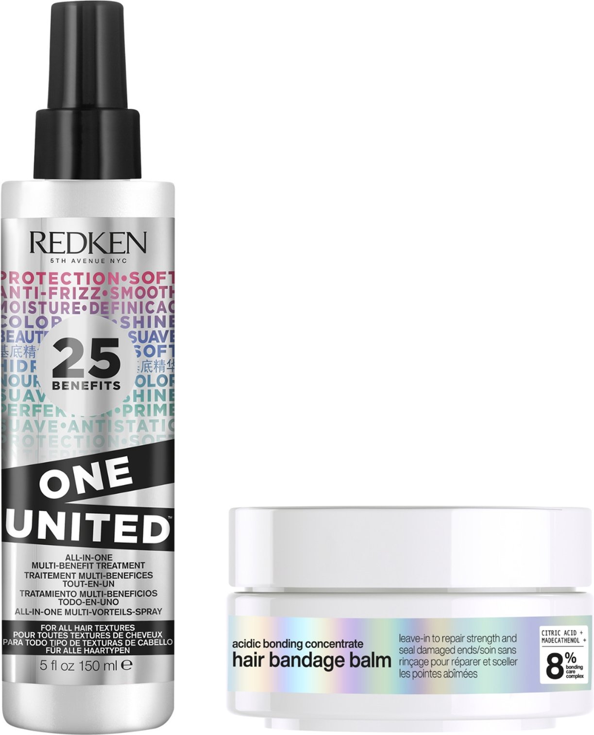 Redken Acidic Bonding Concentrate Hair Bandage Balm 75ml & Redken One United Multi-Benefit Treatment Spray 150ml Bundle
