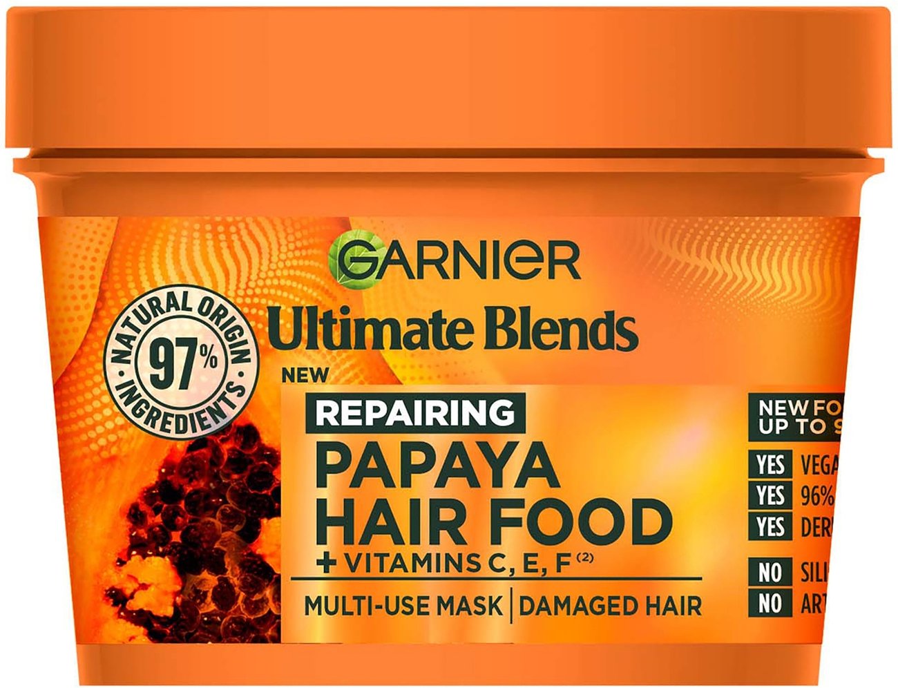 Garnier Ultimate Blends Hair Food Papaya 3-in-1-Behandlung mit Einer Maske für Geschädigtes Haar 390 ml
