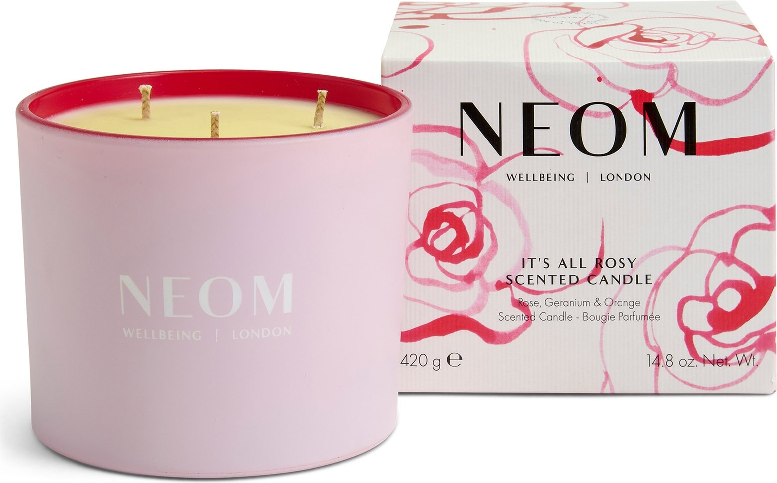 NEOM It’s All Rosy 3 Wick Candle 420g
