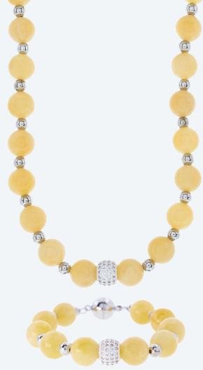 Thumbnail - Christian Materne SET Collier+Armband Jade gelb