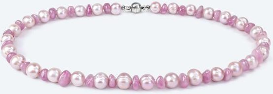 Collier Rosenquarz, SWZPerlen Magnetverschluß