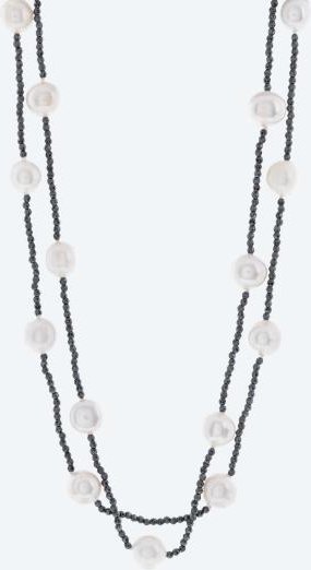 Endlos-Collier SWZP+Hämatit, ca. 100 cm