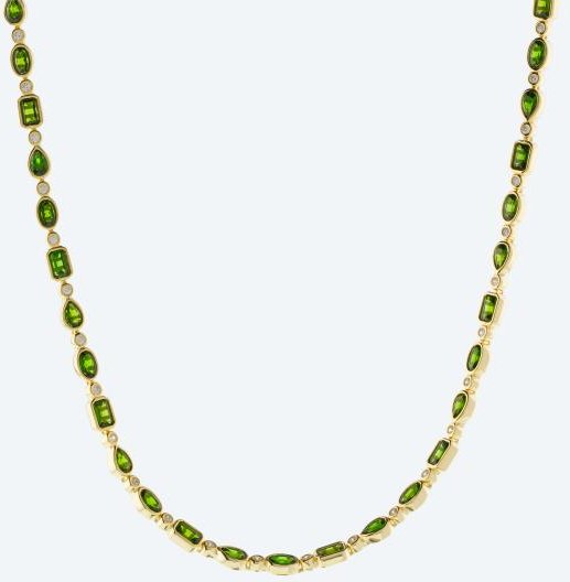 Collier 925 Silber vergoldet Chromdiopsid+Topas