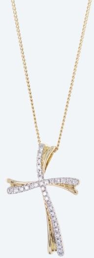 Kreuzanhänger mit Kette 375 GG Kanada Brillanten