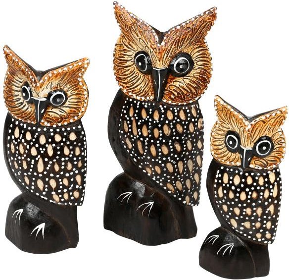 Darimana, Eulen, 25 - 17 - 15 cm, 3er-Set