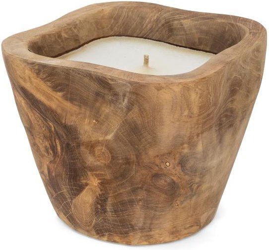Kerze in Teakholzschale 18cm