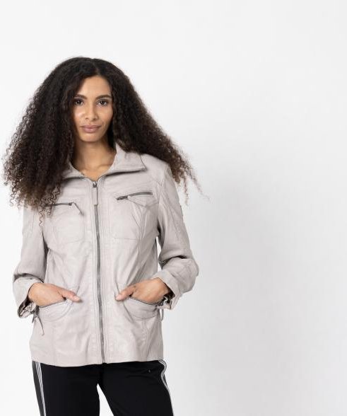 OTTO KERN Damen-Lederjacke 'Katta' hellgrau
