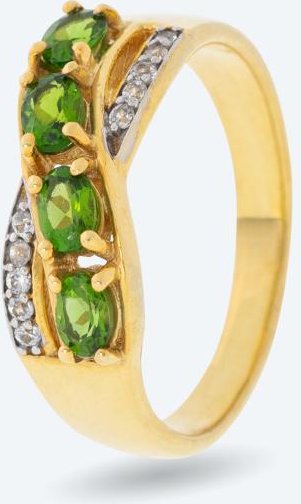 Ring 925 Sterling Silber vergoldet Chromdiopsid
