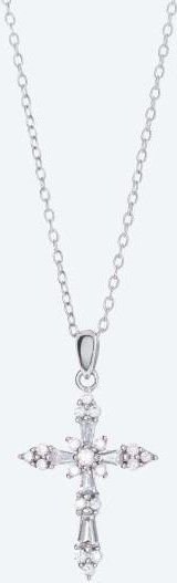 Anhänger mit Kette 925 Silber rhodiniert Zirkonia