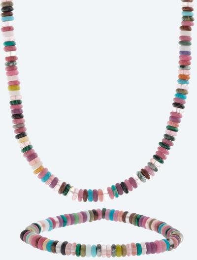 SET: Collier mit Armband Quarz multi