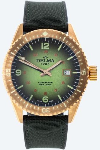 DELMA Herrenuhr "Cayman Bronze - Erde" grün