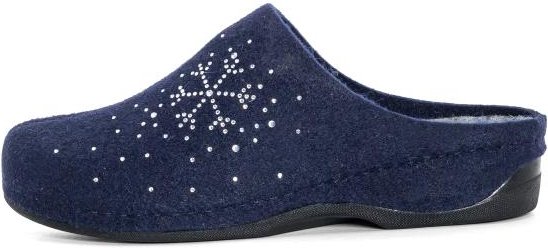 Dr. Feet Damenhausschuhe navy mit Schneeflocke