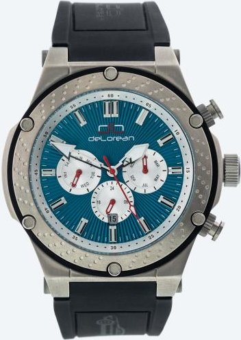 Thumbnail - deLorean Herren-Automatikuhr "Titan" silber-petrol