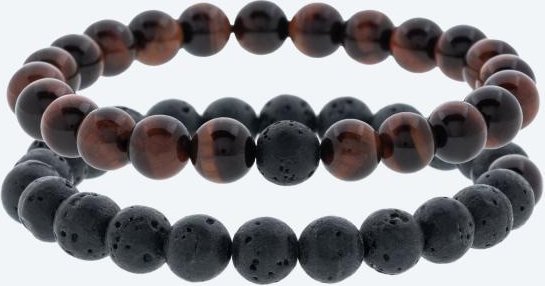 SET: 2x Armband Tigerauge rot, Lava