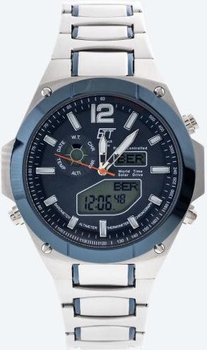 ETT Herren-Funk-Solaruhr mit Barometer, blau