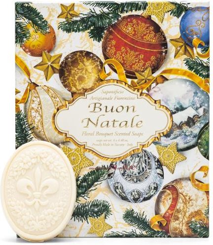 Thumbnail - Hartseifen Set Buon Natale Weiße Blumen 4x125g