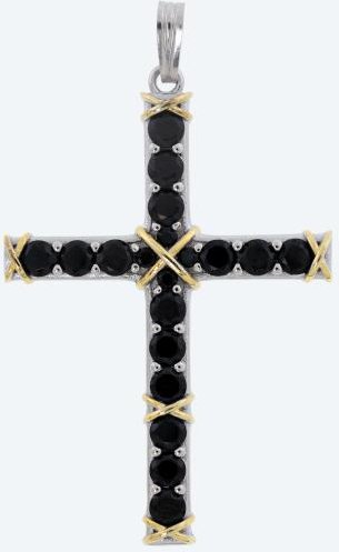 Kreuzanhänger 925 Silber bicolor Spinell