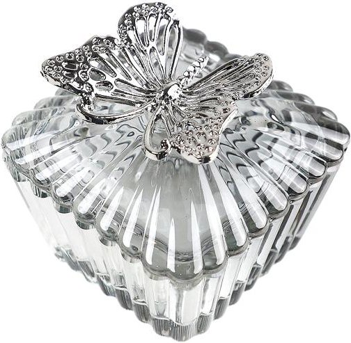 Crystal Dreams Deckeldose Schmetterling grau