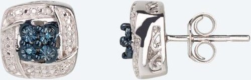 Ohrstecker 925 St. Silber rhodiniert Diamant blau