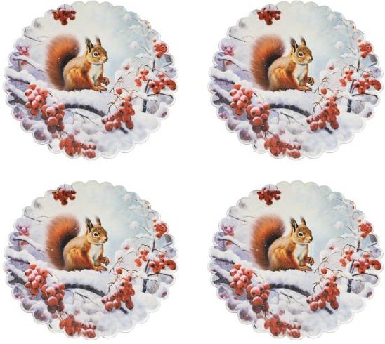 Tischdeckchen Eichhörnchen 4er Set 39cm
