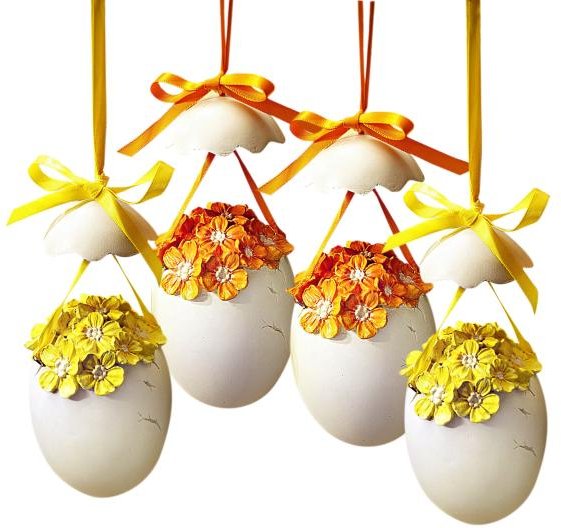 4er Set Dekohänger Blumen-Ei