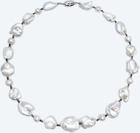 Collier Keshi Perlen weiß Verschluß 925 Silber