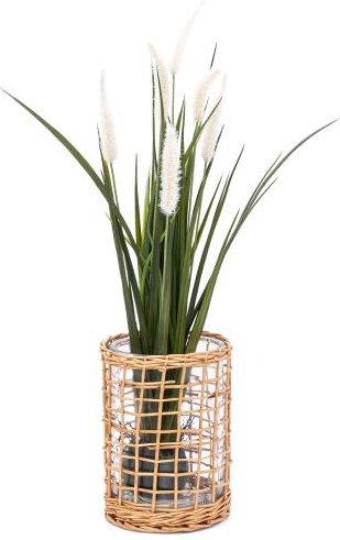 Windlicht mit Miscanthus 63cm