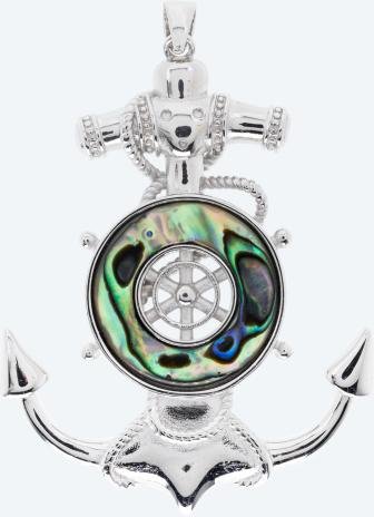 Anhänger Anker 925 rhodiniert Abalone