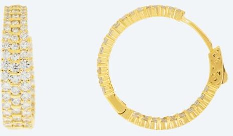 Creolen 925 Sterling Silber vergoldet Zirkonia