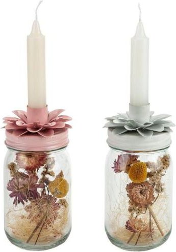 2 Kerzenhalter mit Blumen